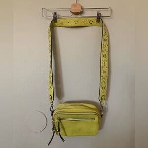 Free people bright yellow green crossbody studded strap bag